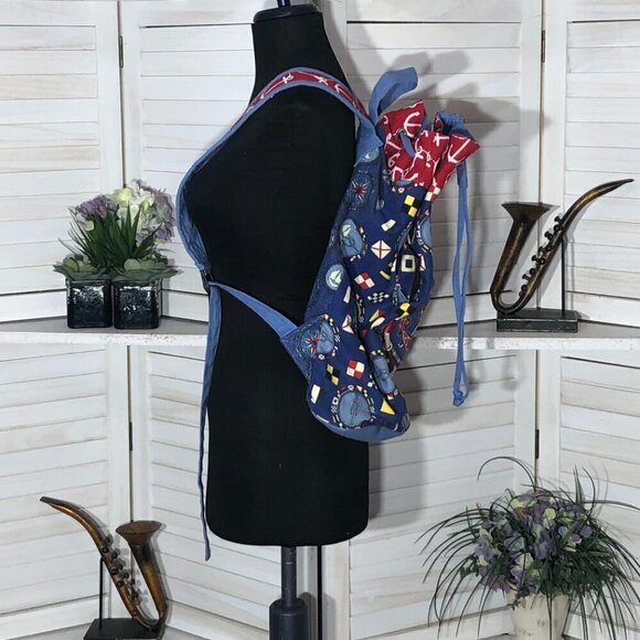Sun N Sand Beach Cotton Backpack Red Blue Anchor - Picture 3 of 10
